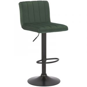 Image de CLP Tabouret de bar Jamie en Velours avec Piètement en Métal Hauteur réglable Pivotant, Vert