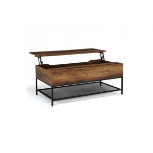 Idmarket Table basse plateau relevable hamilton avec étagère inférieure design industriel - Bois-clair