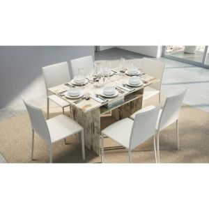 Table extensible Dgalles, Table à manger avec ouverture de livre, Console polyvalente extensible, Fabriqué en Italie, 120x70h75 cm, Vintage - Dmora