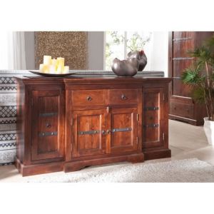 Massivmoebel24 - Buffet 160x45 Acacia laqué Nougat oxford 902 - marron
