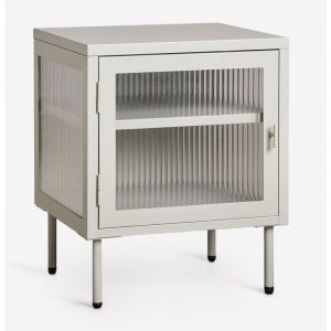 Sklum - Table de chevet Paoline en acier et verre Vert Kaki