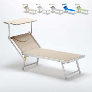 Image de Beach and Garden Design Bain de soleil transat professionnel chaise longue piscine aluminium ITALIA | Beige