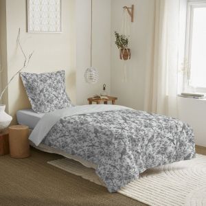 Coton Pur - Parure de couette réversible pour lit 90 x 190 cm Bérengère nuage