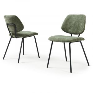 Lot de 2 chaises de salle &agrave; manger K&ouml;ma vert fonc&eacute; [en.casa]