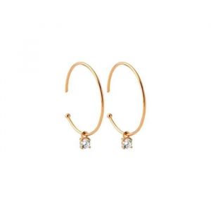 Boucles D'oreilles Cr&eacute;oles - Bijouxia - Plaqu&eacute; Or 18 Carats - Oxyde De Zirconium - 3,3 Cm - 1,70 G - Femme