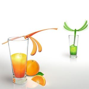 LIB EDITEUR D'IDEES Coffret de 6 agitateurs à cocktail Libellule assortis