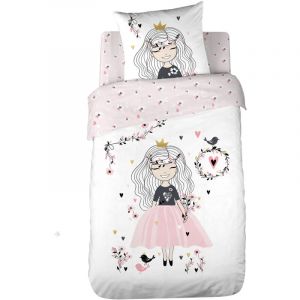 Linnea Parure de lit enfant princesse 140x200 cm - Multicolore