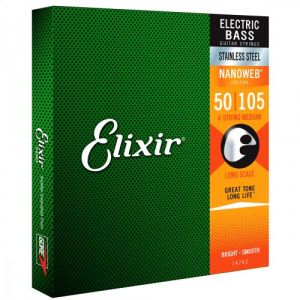 Elixir 14702 BASS NANOWEB STAINLESS STEEL MEDIUM 50-105