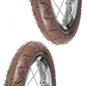 Cyclingcolors 2x Pneu marron 12 1/2 x 1.75 x 2 1/4- (47-203) lisse ORTEM WILLY poussette vélo enfant draisienne