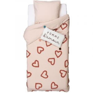 Atmosphera Parure de lit enfant Amour en coton tufté