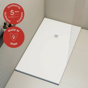 Receveur de douche Poalgi, extraplat, blanc polaire, L.80 x l.110 cm, finition ardoise, s&eacute;rie Hos's