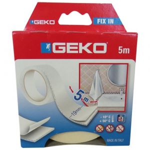 Geko Adhésif double face mousse - 19 mm x 5 m - blanc