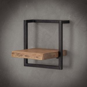 M&S Etag&egrave;re murale 30x25x30 cm en acacia massif et m&eacute;tal - along