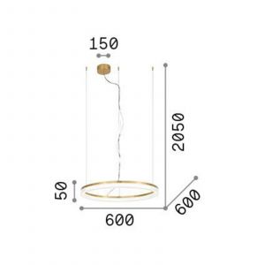 Ideal lux Crown Plafonnier Suspendu led Int&eacute;gr&eacute; Laiton 3000Lm 3000K