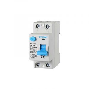 Interrupteur différentiel pur 2P 25A 6kA 30mA 220V Salvavita 2 Modules DIN Ettroit JXL1-63-2P-25A