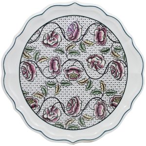 Faïenceries de Gien Plat à tarte roses Dominoté, Gien