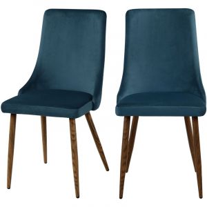 Rendez Vous D&eacute;co Chaise Vinni en velours bleu (lot de 2)