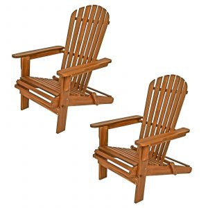 2x Transat de jardin Adirondack pliable en bois d'acacia