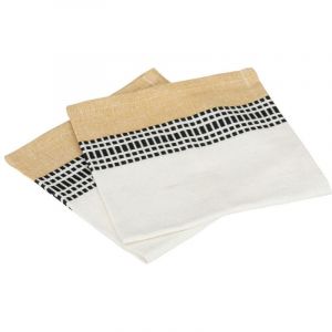 Atmosphera Créateur d'intérieur - Lot de 2 Serviettes de Table Dolly 40cm Ocre