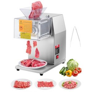 VEVOR Trancheuse à viande commerciale, 850 W, machine à découper la viande, 250 kg/h, acier inoxydable, épaisseur 5 mm, lames détachables, trancheuse électrique, pour cuisine, restaurant, supermarché