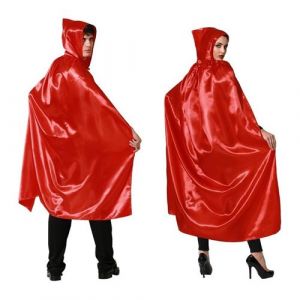 Cape Capuche Longue satin Rouge