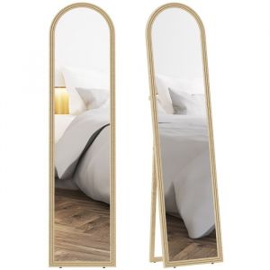Homcom Miroir de sol arqué - pleine longueur - cadre en effet imitation pierre - pour salon chambre - 40 x 160 cm - beige