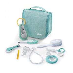 Image de Beaba Trousse de toilette nomade avec 9 accessoires Vert D'Eau - Taille Taille Unique