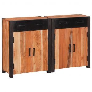 VidaXL Buffet 2 Pcs Marron 110 X 30 X 75 Cm Bois D'acacia Massif