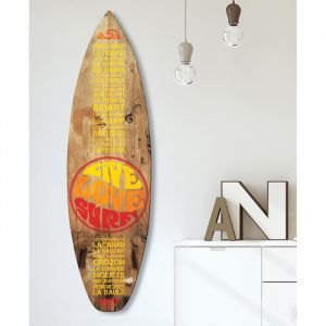 Hexoa HXA DECO - Planche de Surf Décorative,Multi choix,Décoration Murale,Impression sur Alu Dibond, Live Love Surf, 150x40 cm