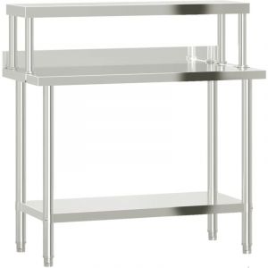 VidaXL Table de travail de cuisine avec étagère 110x55x120 cm inox