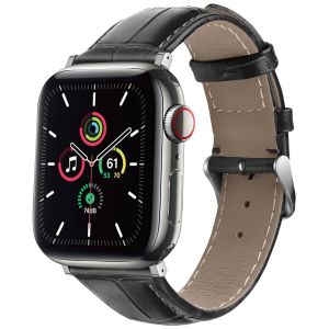Imoshion Bracelet Cuir Crocodile Apple Watch Series 1 á 10 / SE / Ultra (2) (44/45/46/49 mm) - Noir