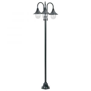 Lampadaire de jardin E27 220cm aluminium 3 lanternes foncé vert 02_0042543