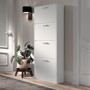 Rousseau M&s - Meuble à chaussures 4 abattantes 63x23x155 cm blanc - mirsa