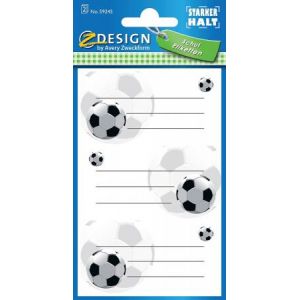 Avery-Zweckform 59245 - Etui de 6 &eacute;tiquettes cahier ZDesign, format 36 x 70 mm, d&eacute;cor Football