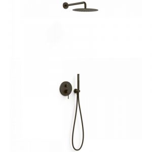 Ensemble de douche avec robinet mitigeur à encastrer à 2 voies en laiton avec finition de couleur noir bronze Study TRES