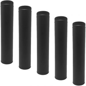 Monmobilierdesign Lot de 5 TDPI1000 Conduit double paroi isolé polycombustible longueur 100 cm Noir Ø175