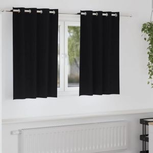 VidaXL Rideaux Avec Des Rideaux 2 Pcs Noir Polyester