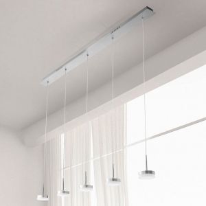 Fabas Luce Dunk Plafonnier suspendu à barre droite à led en verre d'aluminium brossé