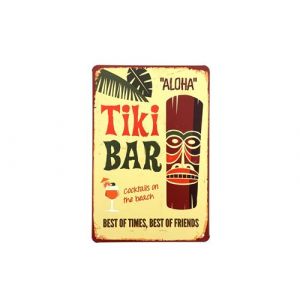 Image de FÉENOMENN plaque métal déco vintage - tiki bar cocktails (20x30cm)