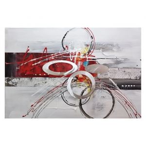 Tableau Peinture Abstraite Kuatéh i 120x80 cm Collage 3D avec Éléments en Aluminium