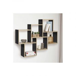 Idmarket Etagère murale double position lucas bois façon hêtre et noir