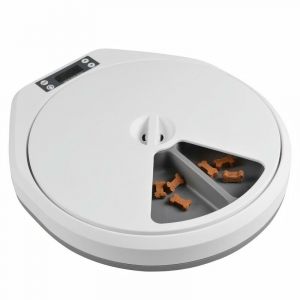 Laroy Duvo Mangeoire automatique - 5 repas - 33 x 36 x 6 cm - Blanc et bleu