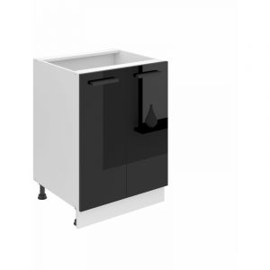 Meuble Cuisine Bas sans Plan de Travail SD10 i Meubles de Cuisine - Taille: 51,6 x 60 x 82 cm i Petit Meuble Cuisine - 2 Portes i Couleur : Noir très