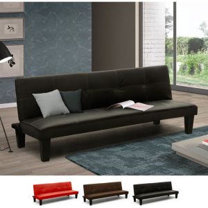 Image de Ahd Amazing Home Design Canapé lit convertible petit en simili cuir 2 pièces Topazio Joy, Couleur: Noir