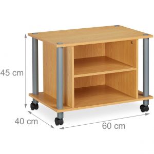 Image de Meuble TV compartiments étagère buffet à roues pour téléviseur 60 marron 13_0001659