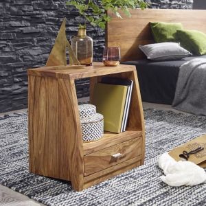 Table De Chevet Bois Massif 45x53x40 Cm Table De Nuit Table D'appoint