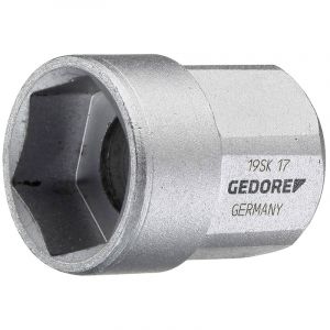 Gedore Douille traversante 1/2'' Cote s/plats : 16 mm, Long. 26,5 mm -