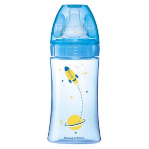 Dodie Biberon moyen Initiation+ 270 ml 0-6 mois - Bleu cosmonaute