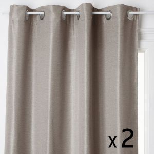 Atmosphera Lot de 2 Rideaux à œillets Occultant Beige Lin 140 x 260 cm