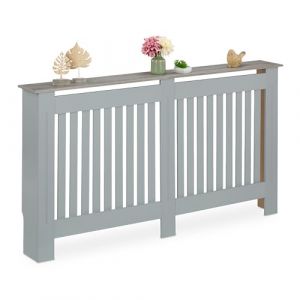 Relaxdays Cache-radiateur, Design Moderne, Tablette Pratique, en MDF, H x L x P : 83 x 152 x 19 cm, Gris